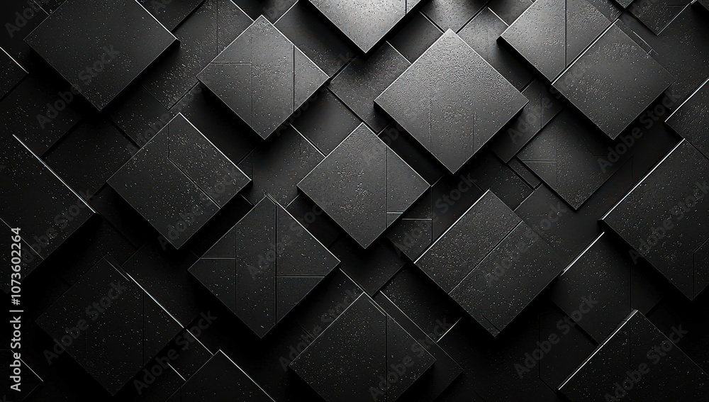 Fototapeta premium Abstract black background with cubes. Dark geometric