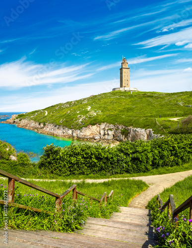 Obraz na płótnie View of the Tower of Hercules, A Coruna, Galicia, Spain w salonie