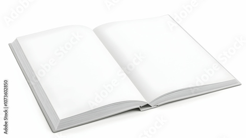 Blank open book isolated on white background.