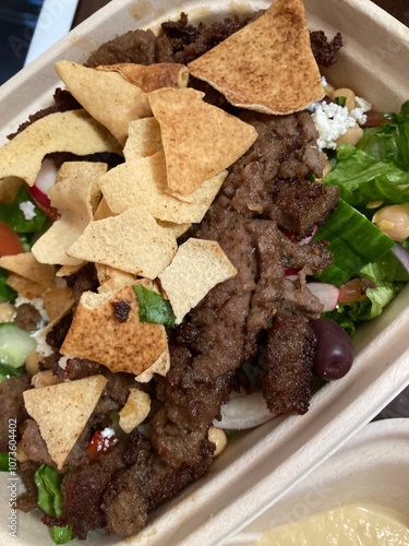 gyro salad with pita chips