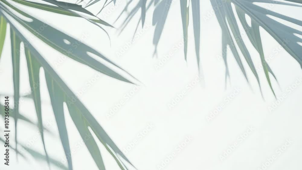Soft shadow of tropical palm leaves against a light, airy background, evoking a relaxed, summery feel Soft shadow of tropical palm leaves against a light, airy background, evoking a relaxed, summery feel