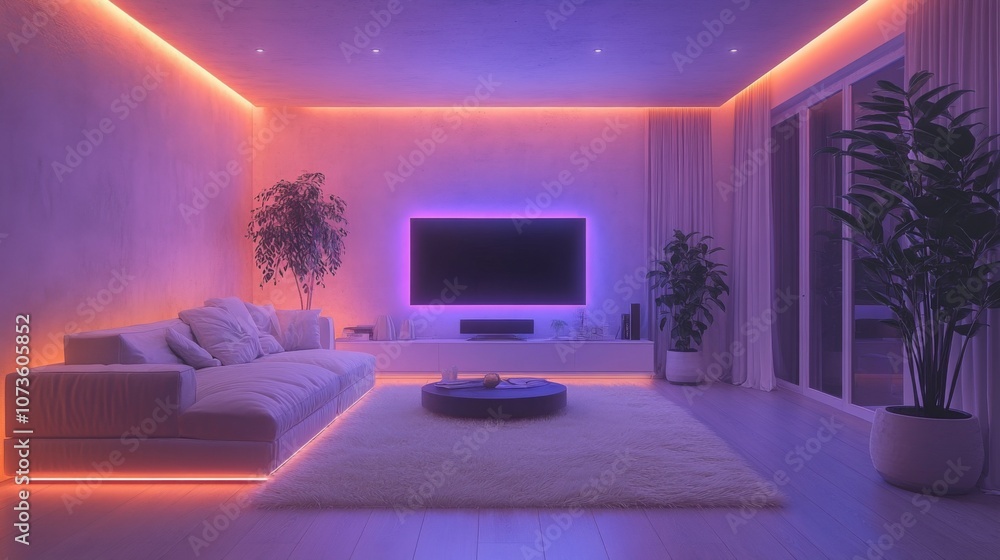 Modern LED-Lit Living Space Modern LED-Lit Living Space