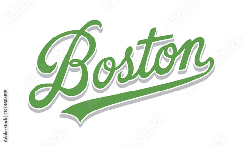 Boston calligraphy text design vector illustration