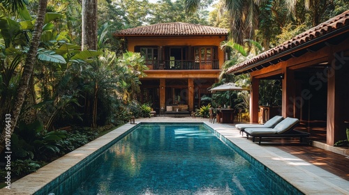 Wallpaper Mural Tropical Retreat with Pool Torontodigital.ca