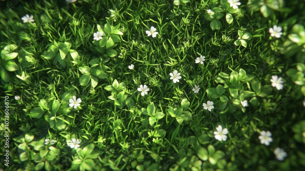 Green Meadow with White Flowers Green Meadow with White Flowers