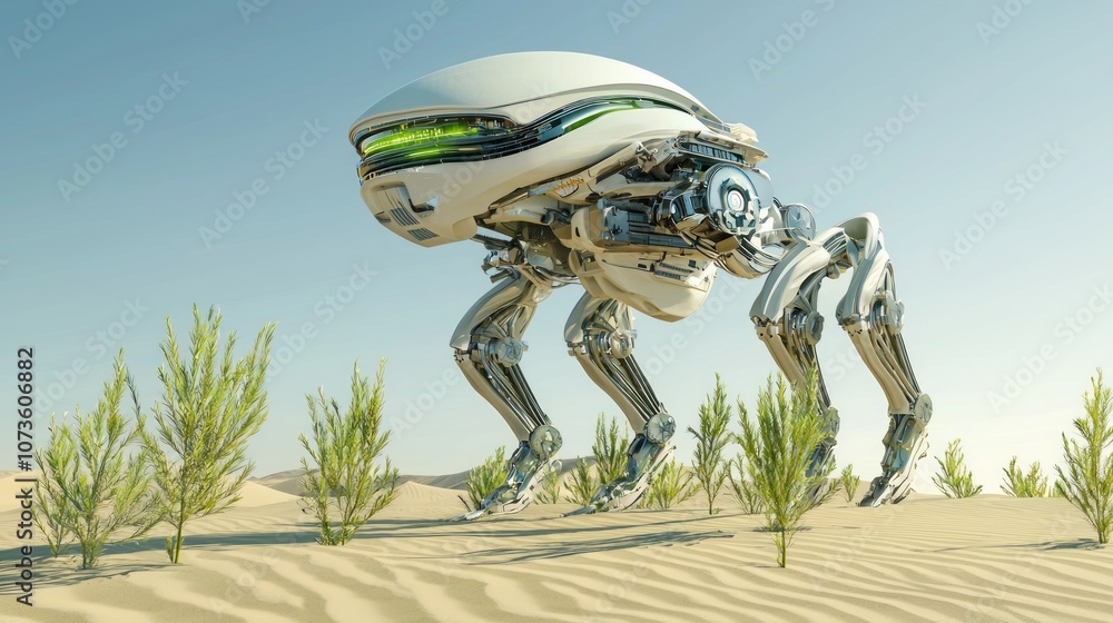 Futuristic Sustainable Agriculture: Advanced Solar-Powered Irrigation in Vast Desert Landscape Futuristic Sustainable Agriculture: Advanced Solar-Powered Irrigation in Vast Desert Landscape