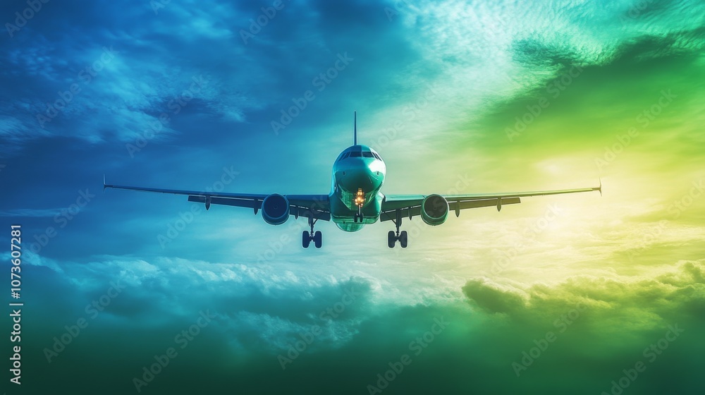 Airplane in Colorful Sky Airplane in Colorful Sky