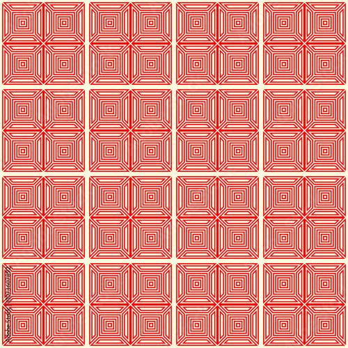 Squares, trapeziums background. Geometric ornament. Quadrangles backdrop. Polygons wallpaper. Checks motif. Digital paper. Textile print. Web design. Abstract image. Seamless pattern. Vector art work