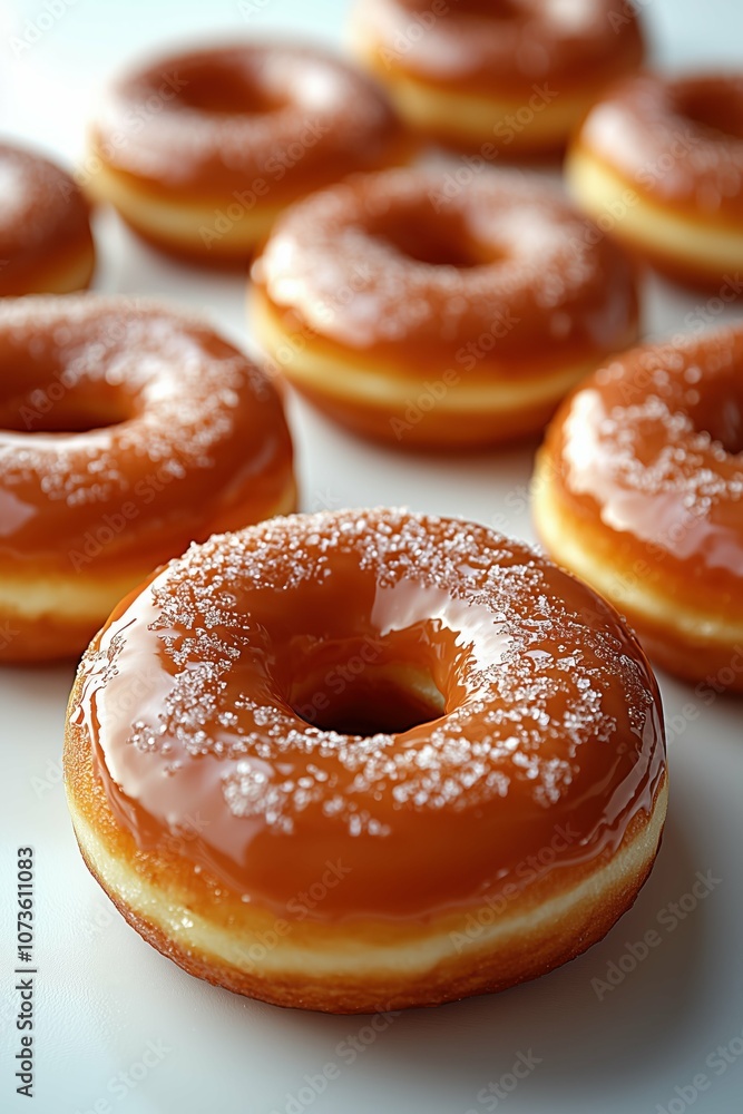Glazed donuts with caramel and granulated sugar. Glazed donuts with caramel and granulated sugar.