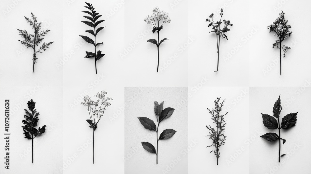 Fototapeta premium Botanical Study in Black and White