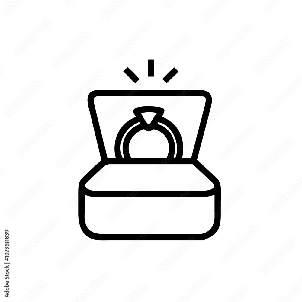 Black Icon of Engagement Ring in Box Black Icon of Engagement Ring in Box