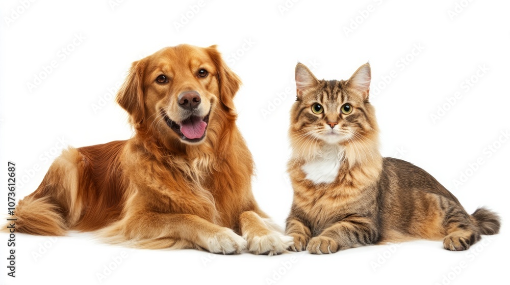dog and cat pose in front of the camera smiling, healthy, with a majestic coat, AI Generative dog and cat pose in front of the camera smiling, healthy, with a majestic coat, AI Generative
