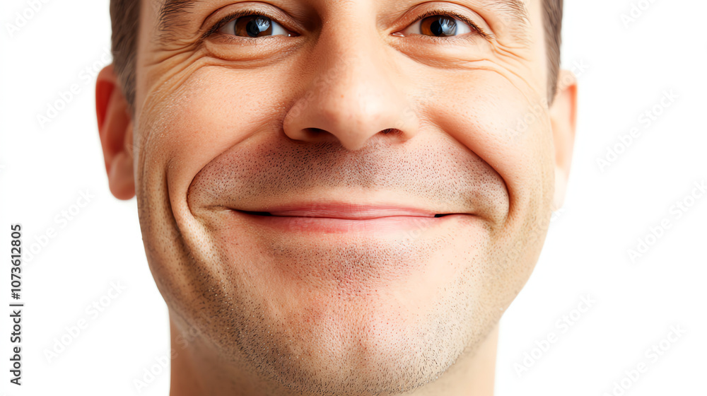 Obraz premium Smiling adult face, generic and friendly, isolated on white background