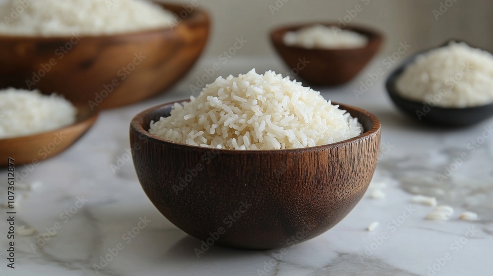 Bowls of Steamed Rice Bowls of Steamed Rice