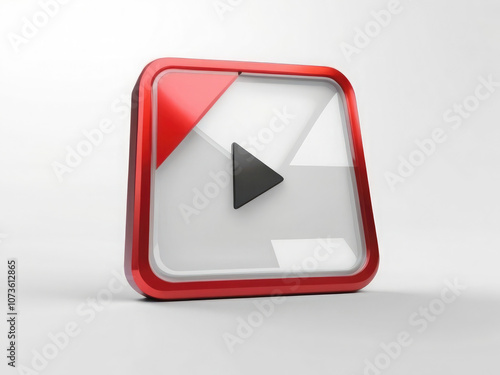 Transparent PNG available
3d YouTube logo play button red square white triangle yt social media icon front view isolated on