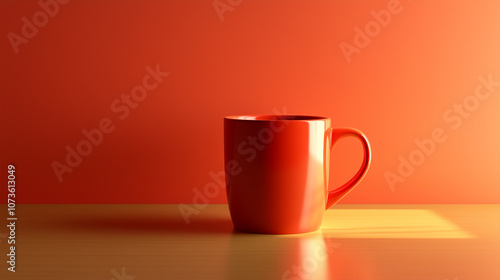 Cup on the table. Minimalist background.