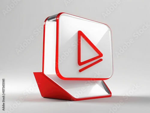 Transparent PNG available
3d YouTube logo play button red square white triangle yt social media icon front view isolated on