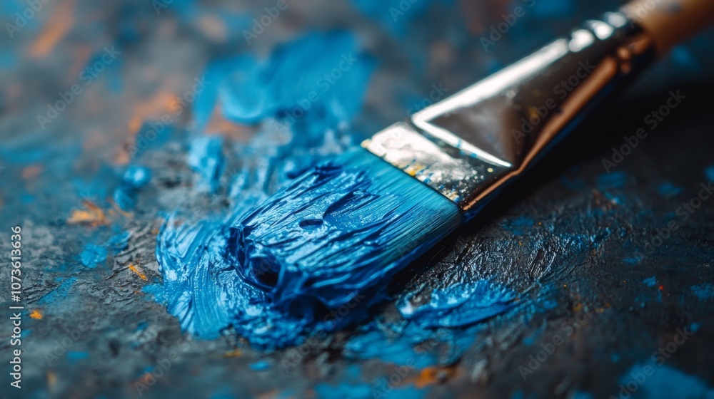 Vibrant Blue Paintbrush in Action Vibrant Blue Paintbrush in Action