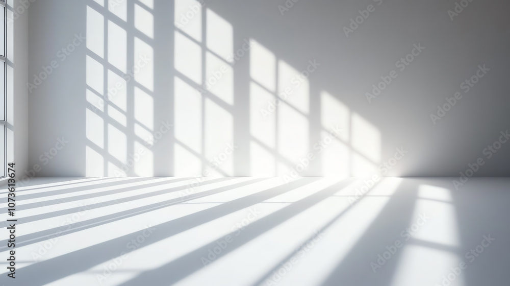 Fototapeta premium Light shadow on white, realistic depth effect, isolated on white background