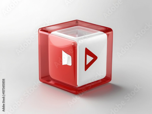 Transparent PNG available
3d YouTube logo play button red square white triangle yt social media icon front view isolated on