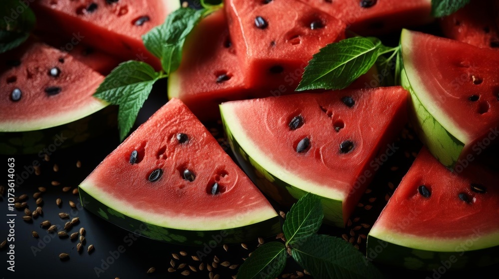 slices of watermelon on a white background slices of watermelon on a white background