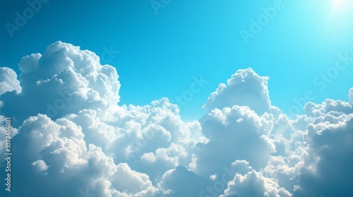 Fluffy Cloudscape in Blue Sky photo