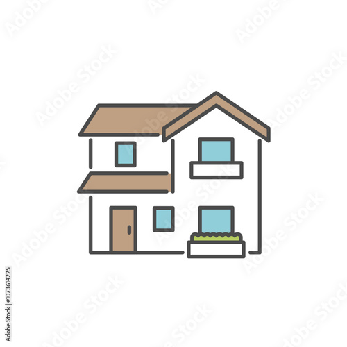 シンプルでモダンな住宅のアイコンのベクターイラスト