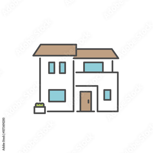 シンプルでモダンな住宅のアイコンのベクターイラスト