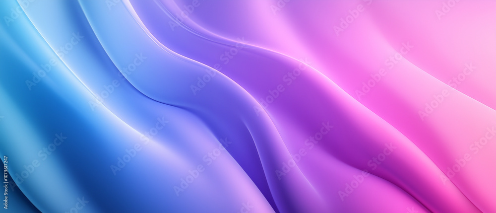 Fototapeta premium Purple and violet abstract background with waves and neon glow, blurry light lines, gradient background