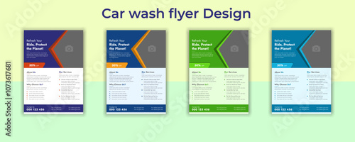 Creative Car Wash Flyer set, Abstract design carwash flyer bundle, Car Detailing, Auto Detailing Flyer, Car Wash flyer design photo