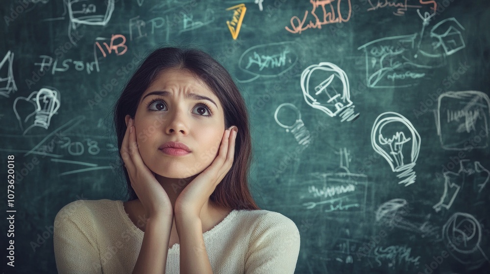 female marketer thinking hard about visual campaign, AI Generative female marketer thinking hard about visual campaign, AI Generative