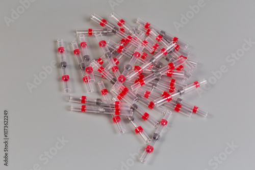 Heat shrink tubes for joint, soldering and insulating electrical wires photo