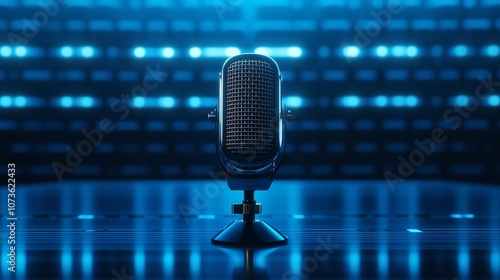 A Professional Microphone with a Waveform Pattern Displayed

 photo