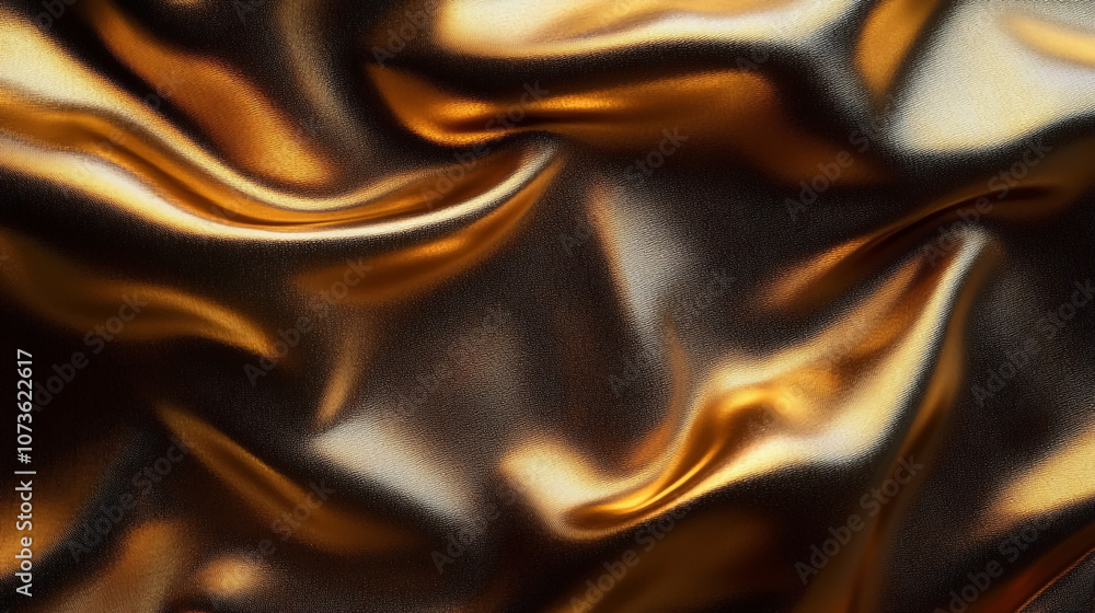 Obraz premium Luxurious gold liquid background with smooth, silky waves, capturing a rich, flowing texture and elegant shine.