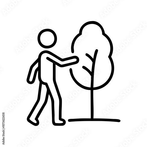 Person Planting Tree or walking in park, icon