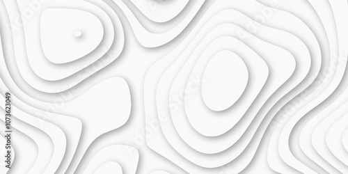 Abstract luxury white modern 3d papercut background. Minimal abstract vector wave carve diamond topography line circle creative topography map circle and wave line smooth multilayer pattern. papercut.