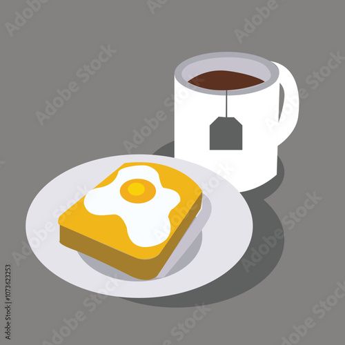 Toast with Fried Egg with glass of tea 