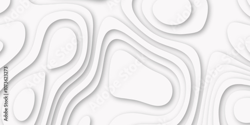 Abstract luxury white modern 3d papercut background. Minimal abstract vector wave carve diamond topography line circle creative topography map circle and wave line smooth multilayer pattern. papercut.
