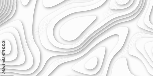 Abstract luxury white modern 3d papercut background. Minimal abstract vector wave carve diamond topography line circle creative topography map circle and wave line smooth multilayer pattern. papercut.