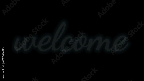 Welcome Neon text animation,with black background,