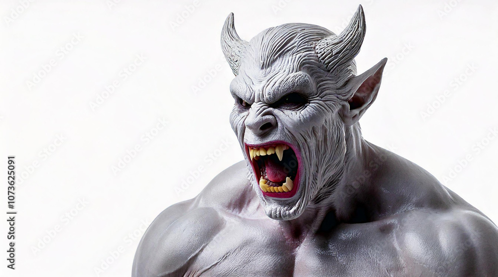 Naklejka premium Deamon roaring isolated on white background, studio shot