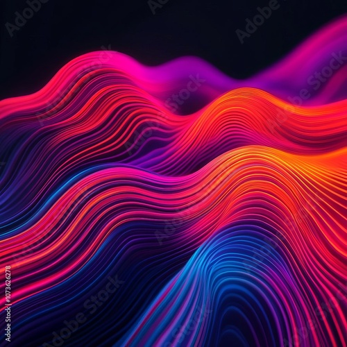 Abstract digital art illuminated by intense artificial lighting, high contrast, vibrant colors