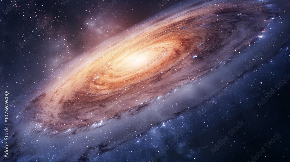 Fototapeta premium Close-up of glowing planet disk floating in space, serene beauty of the universe with ample copy space for text or design. 