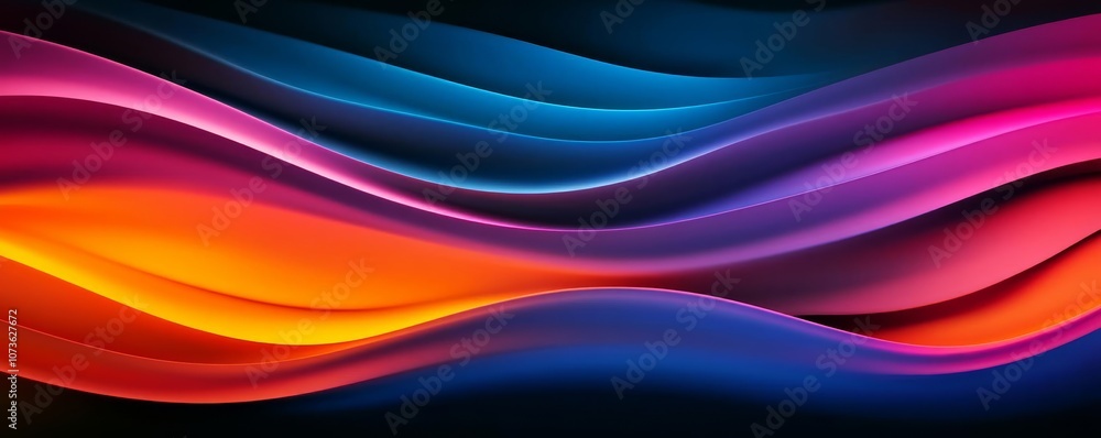 Abstract waves illuminated by vibrant artificial light, dynamic motion, high contrast Abstract waves illuminated by vibrant artificial light, dynamic motion, high contrast