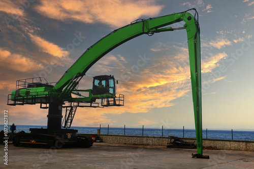 Long Range Excavator waiting for work on the beach