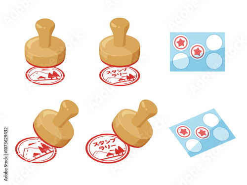 スタンプラリーのイラスト素材セット