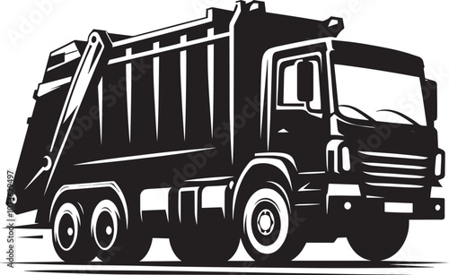 Garbage truck silhouette vector illustration isolated on a white background