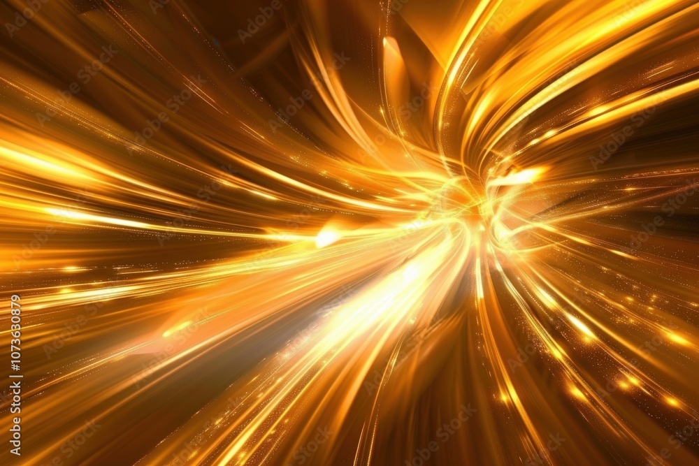 Obraz premium Abstract Golden Light Rays Converging Towards a Bright Center