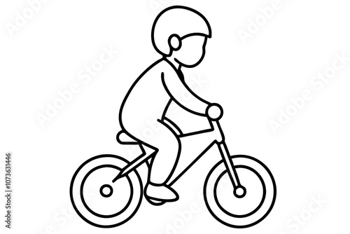 Playful Baby on Bicycle Vector Silhouette with Dynamic Pose.