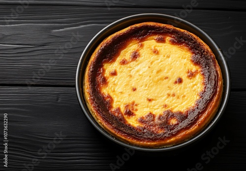 Wallpaper Mural Top View Baked Cheesecake in Pan on Dark Wood Torontodigital.ca